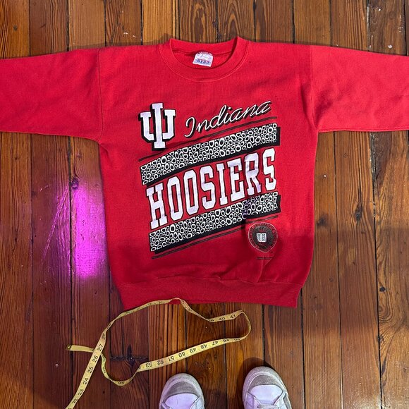 Vintage University of Indiana Hoosier's Red Pullover Sweatshirt - Picture 1 of 4